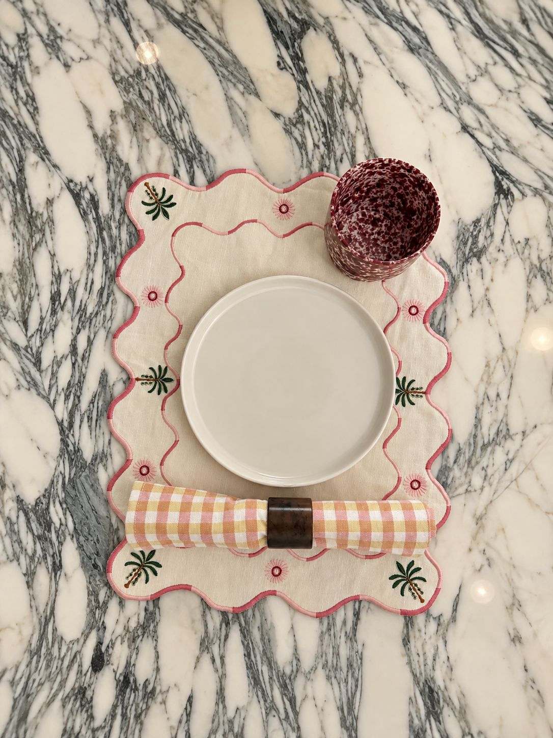 The Ziggy Palm Placemat - Powder Pink