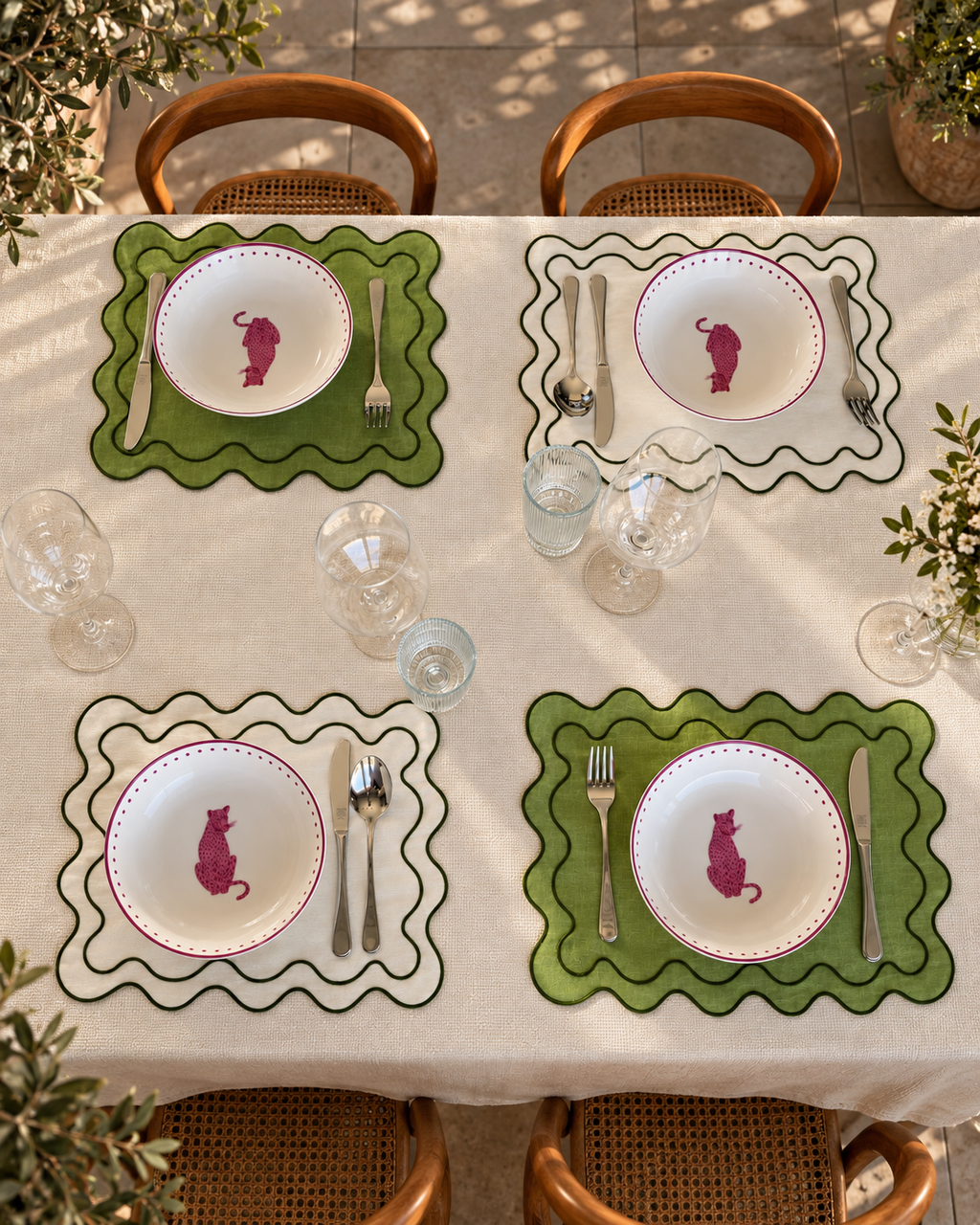 The Ziggy Placemats - Eggshell & Green