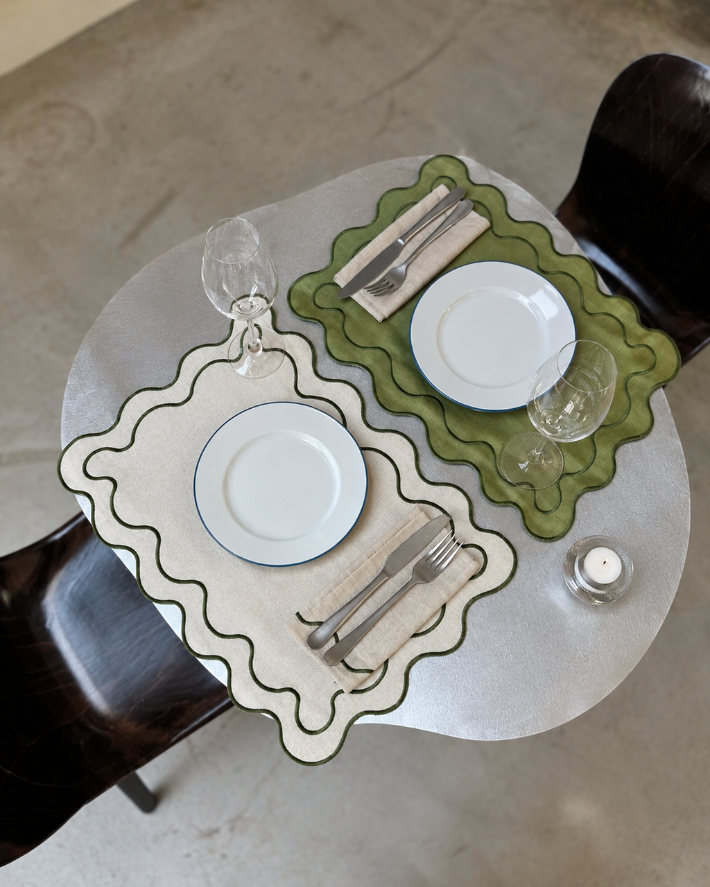 The Ziggy Placemats - Eggshell & Green