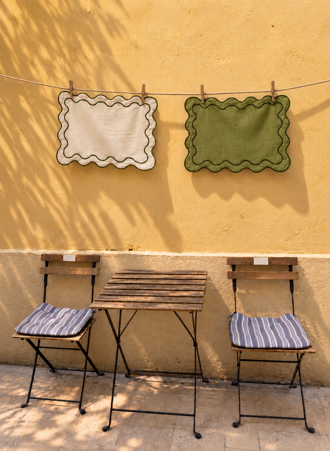 The Ziggy Placemats - Eggshell & Green
